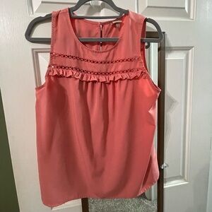 Merona Coral Sleeveless Blouse with Ruffle Detail